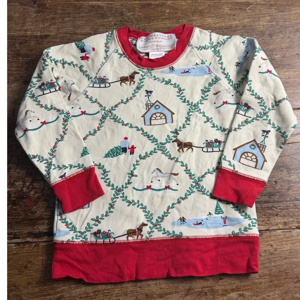 The Beaufort Bonnet Cassidy Holiday Horse Farm Sweatshirt size 2T
